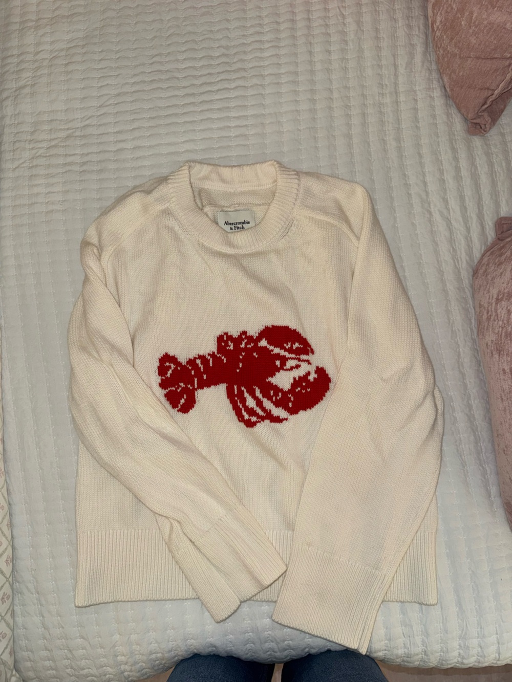Abercrombie & Fitch Cream Sweater with Red Lobster